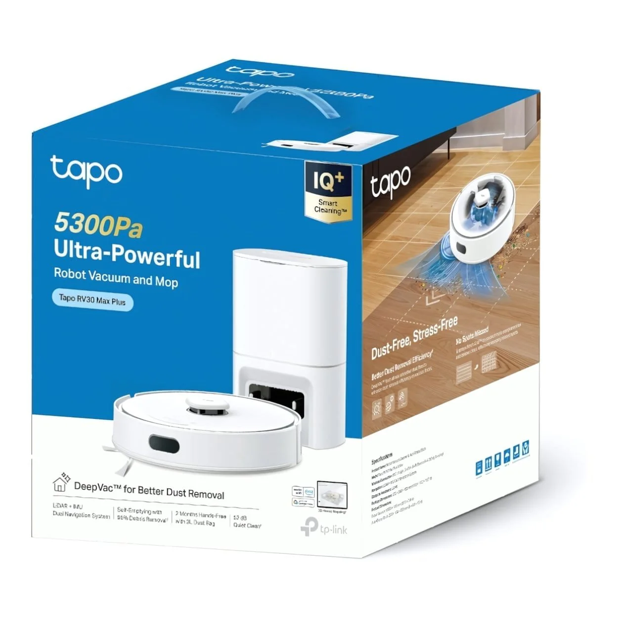 TP-Link Tapo RV30 Max Plus Robot Vacuum and Mop with Smart Auto-Empty Dock - White - Image 6