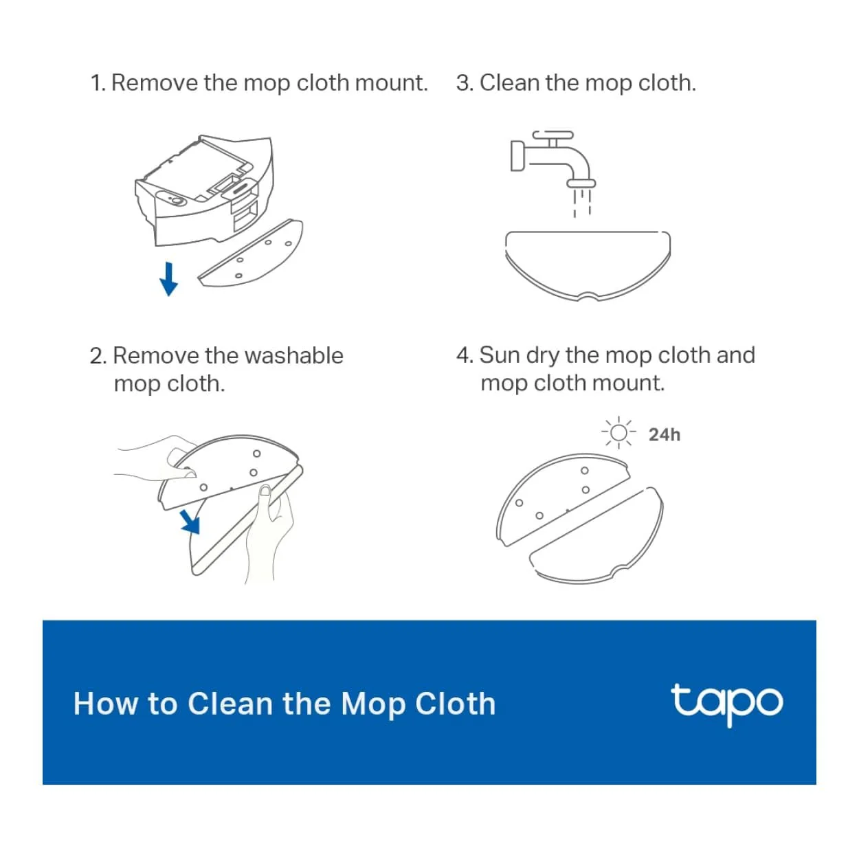 TP-Link Tapo RVA301 Washable Mop Cloth 5-pack - Image 4