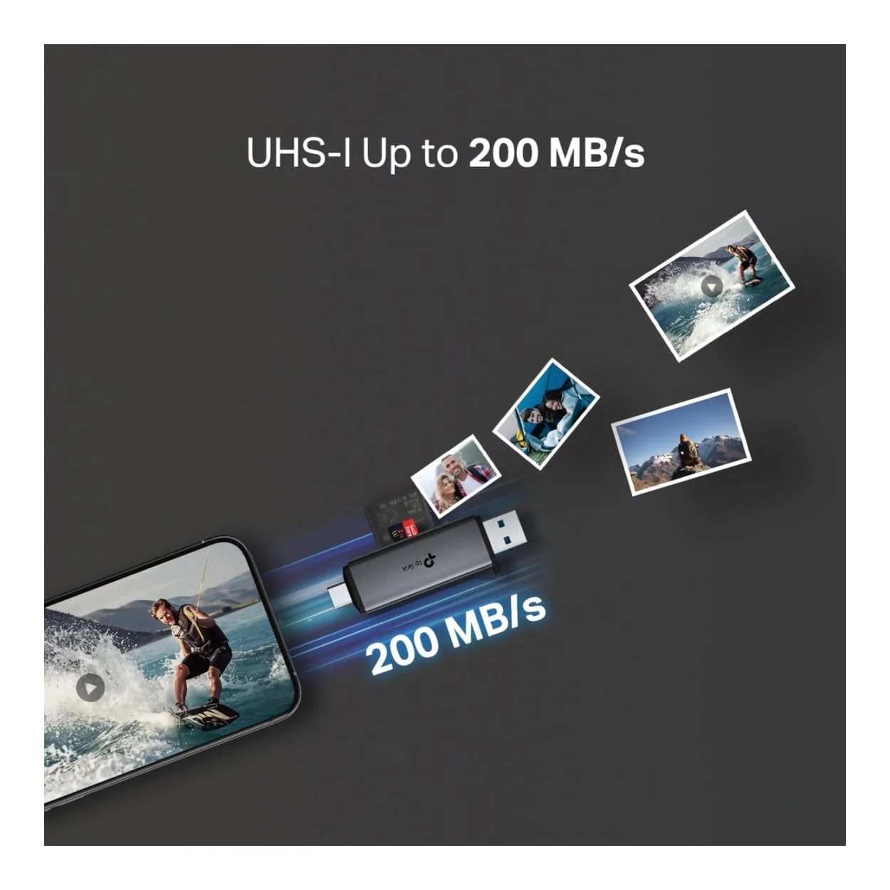 TP-Link UA430D USB-C/A to SD and microSD 3.0 Card Reader - Image 5