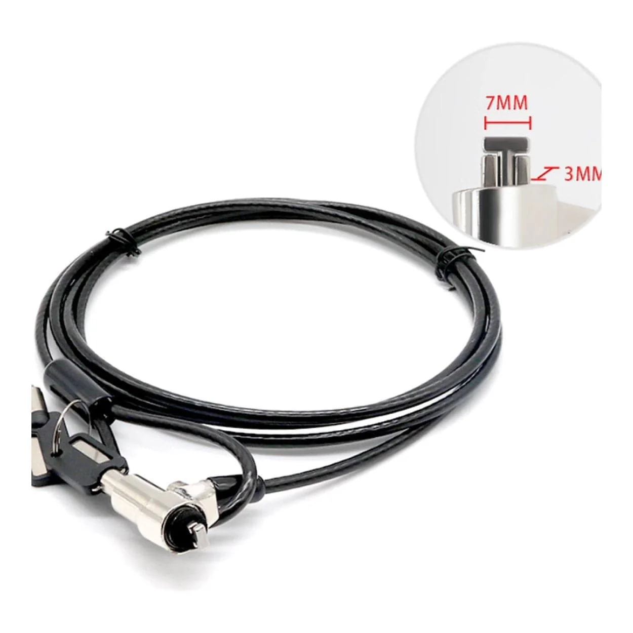 Tuff-Luv 1.8m Premium T-Bar Steel Wire Security Anti-Theft Cable Notebook Lock with Key MF4241 - Image 5