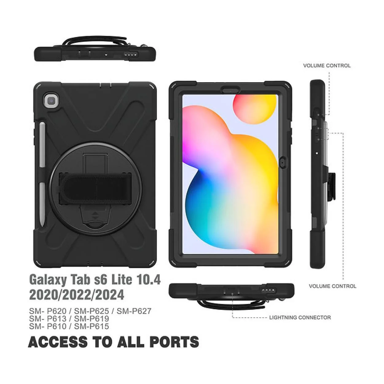 Tuff-Luv Armour Jack Rugged Case with Pen Holder for Samsung Tab S6 Lite Black MF3721 - Image 2