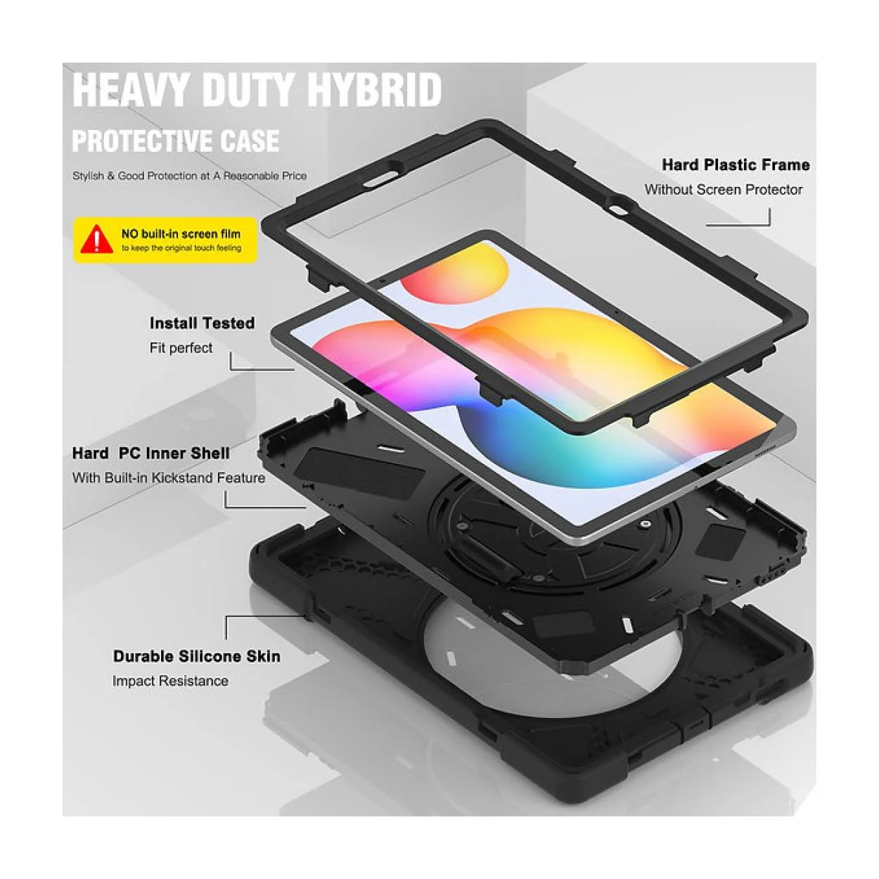 Tuff-Luv Armour Jack Rugged Case with Pen Holder for Samsung Tab S6 Lite Black MF3721 - Image 4