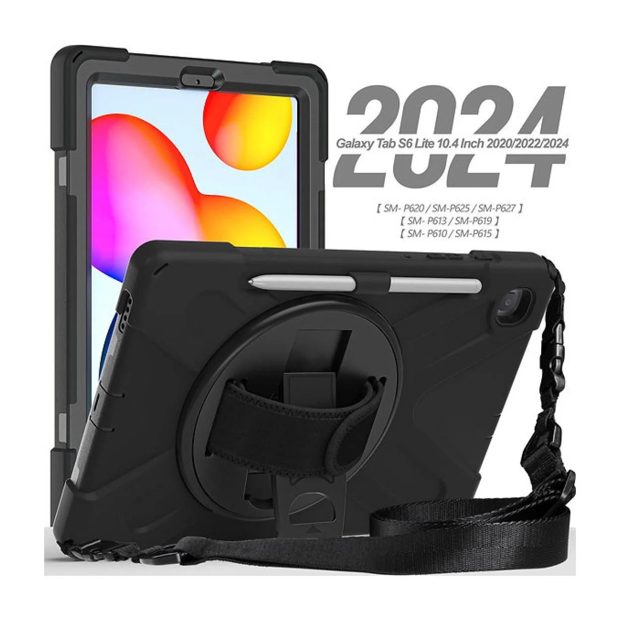 Tuff-Luv Armour Jack Rugged Case with Pen Holder for Samsung Tab S6 Lite Black MF3721 - Image 6