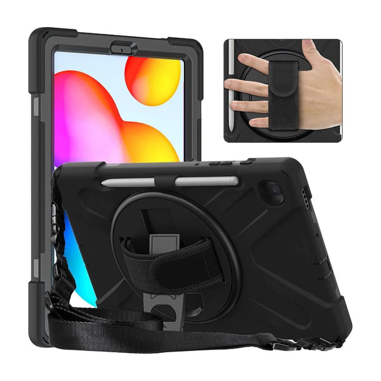 Tuff-Luv Armour Jack Rugged Case with Pen Holder for Samsung Tab S6 Lite Black MF3721 - Image 7