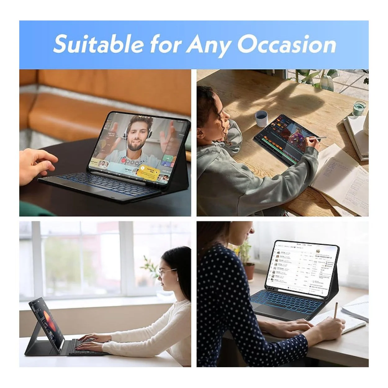 Tuff-Luv Backlit Wireless Keyboard with Touchpad For Galaxy Tab A11 SM-X133/X135 MF4218 - Image 2