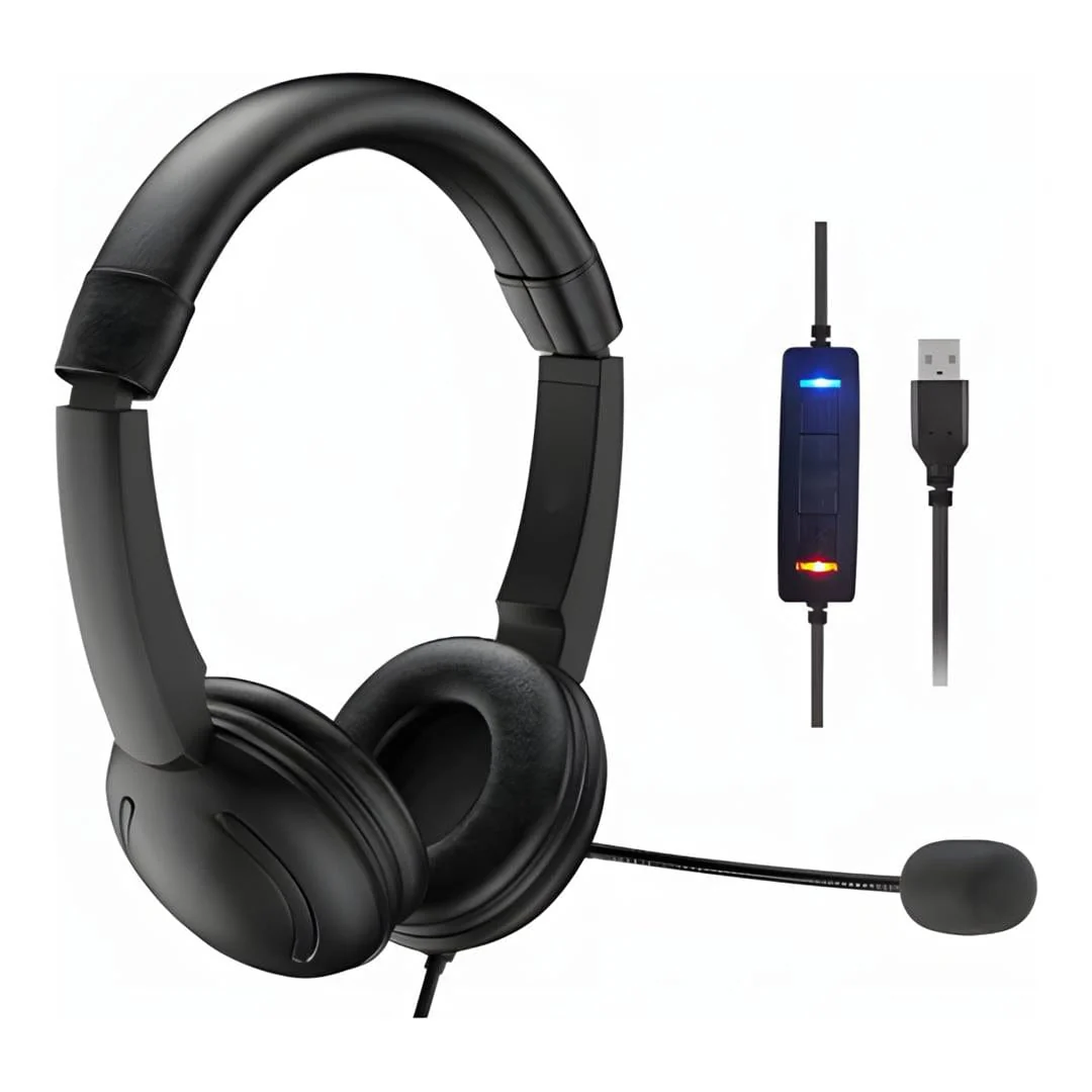 Tuff-Luv Classic USB-A Headset with Microphone & Volume Control Black MF3882
