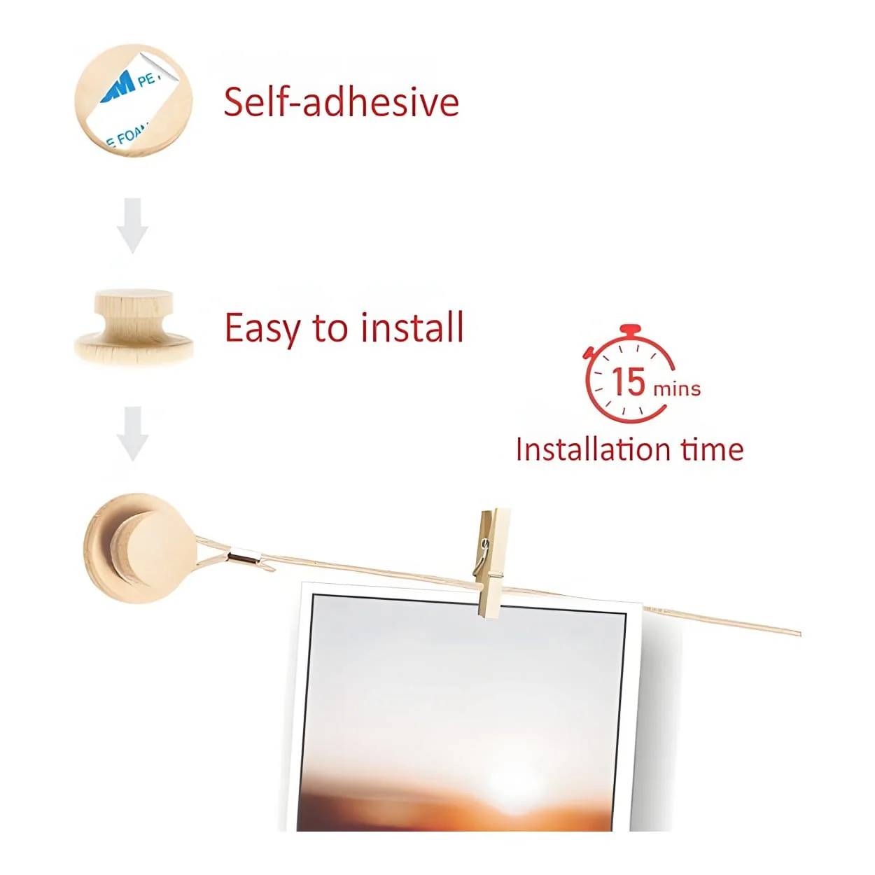 Tuff-Luv Hanging Photo Display for Wall Decor Clips MF4098 - Image 2