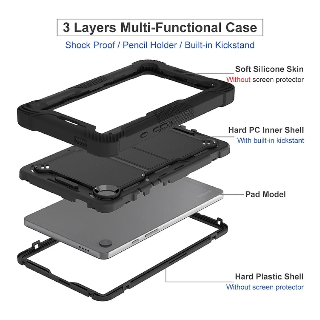 Tuff-Luv Rugged Case with Stand For Galaxy Tab A11 SM-X133/X135 Black MF4216 - Image 4