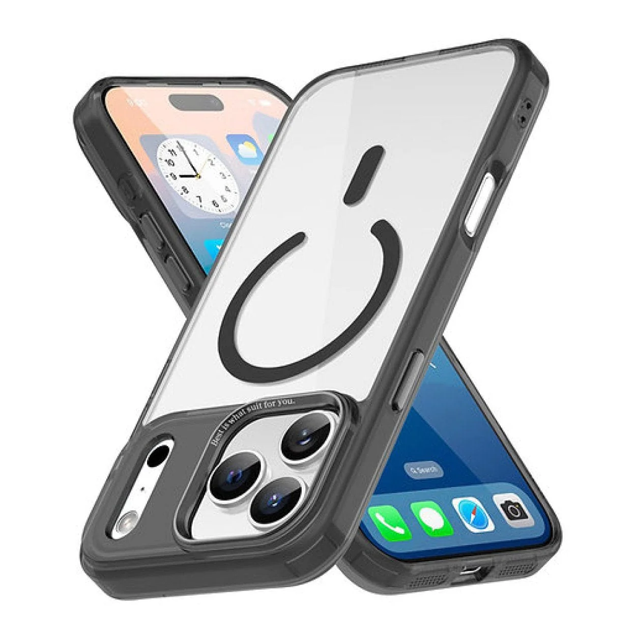 Tuff-Luv Tough Acrylic 2 Tone Magnetic Magsafe Case For Apple iPhone 17 Pro Clear Black MF4186 - Image 2