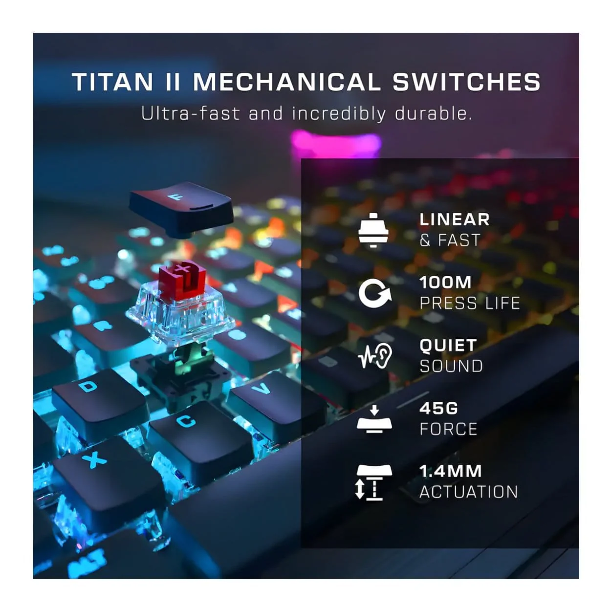 Turtle Beach Vulcan II RGB Wired Mechanical TITAN II Switch Gaming Keyboard Black TBK-1002-01-US - Image 7