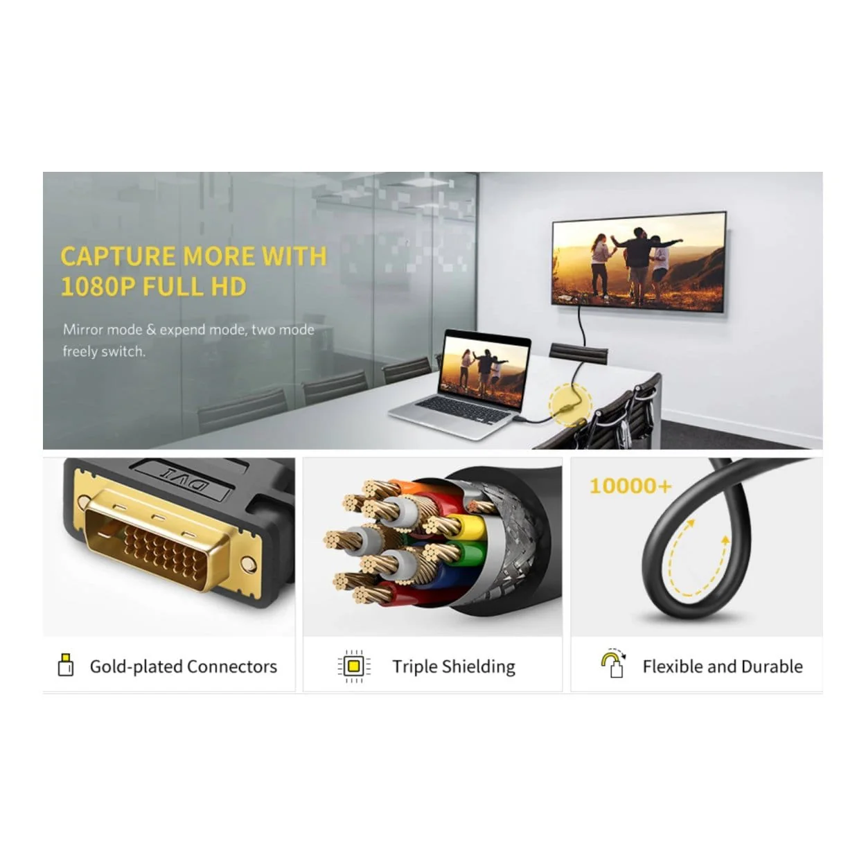 Ugreen 15cm DVI Male to HDMI Female1080p Full HD Cable Adapter Black 20118 - Image 2