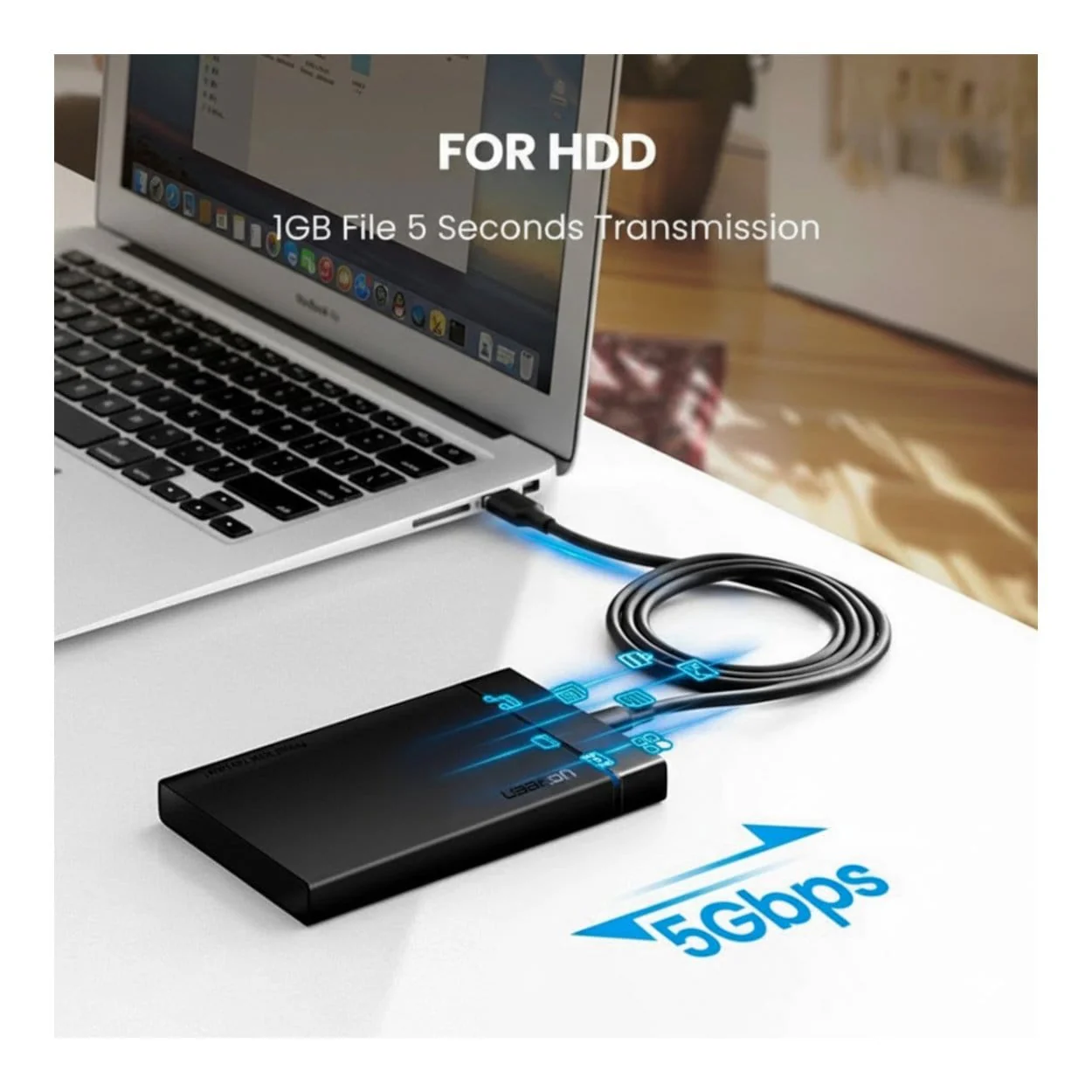 Ugreen 1m USB-C to USB 3.0 Fast Charging Cable Black 20882 - Image 3