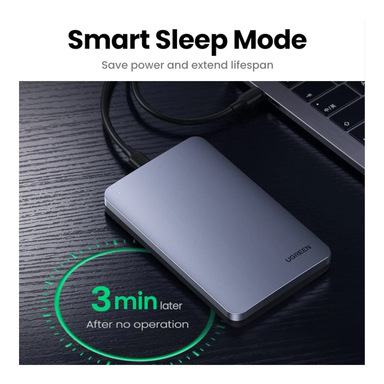 Ugreen CM300 2.5-inch USB-C Hard Drive Enclosure Silver 70499 - Image 2