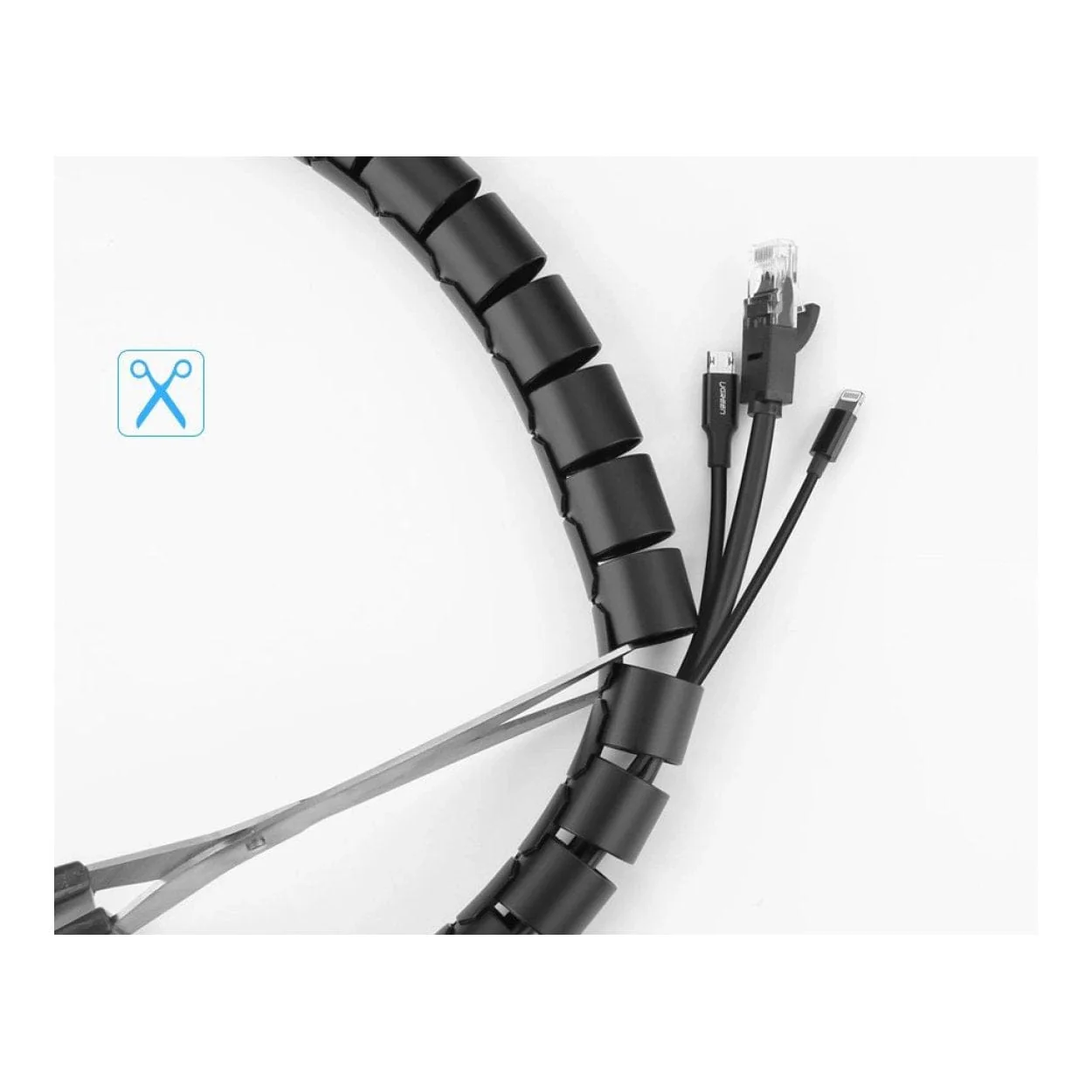 Ugreen LP121 5m Spiral Tube Cable Organizer - Black 30820 - Image 6