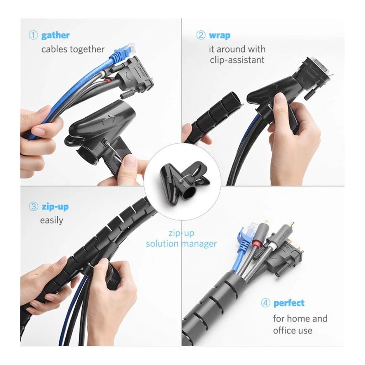 Ugreen LP121 5m Spiral Tube Cable Organizer - Black 30820 - Image 7