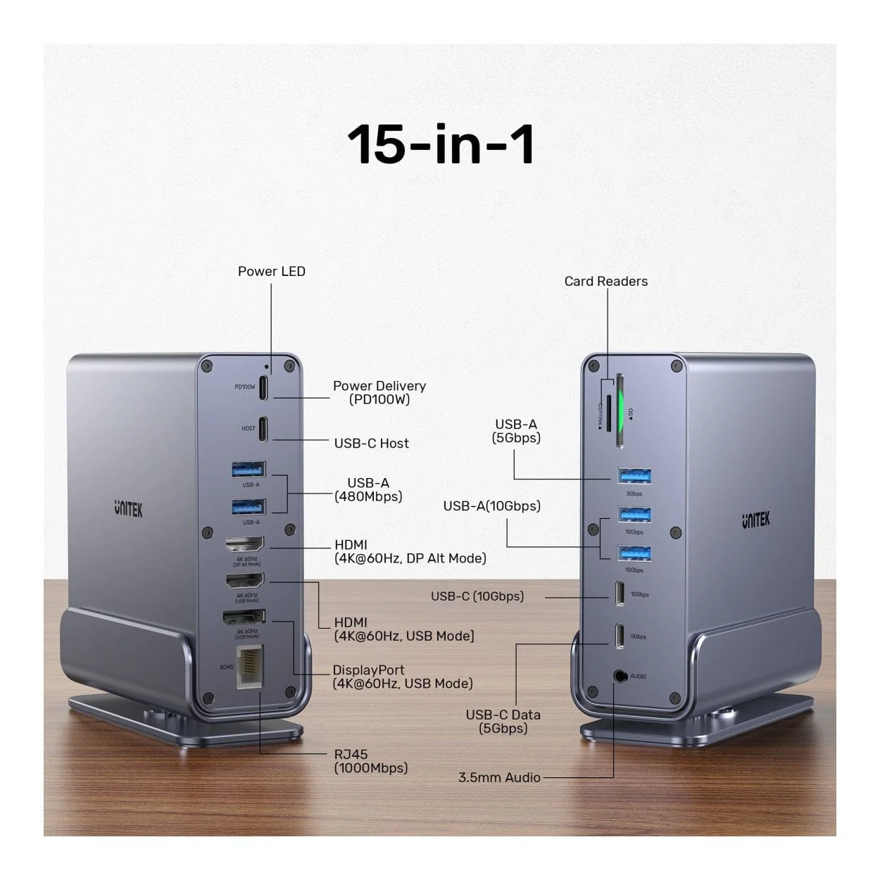 Unitek 15-in-1 4K Universal DisplayLink Docking Station D1135AGY01 - Image 15