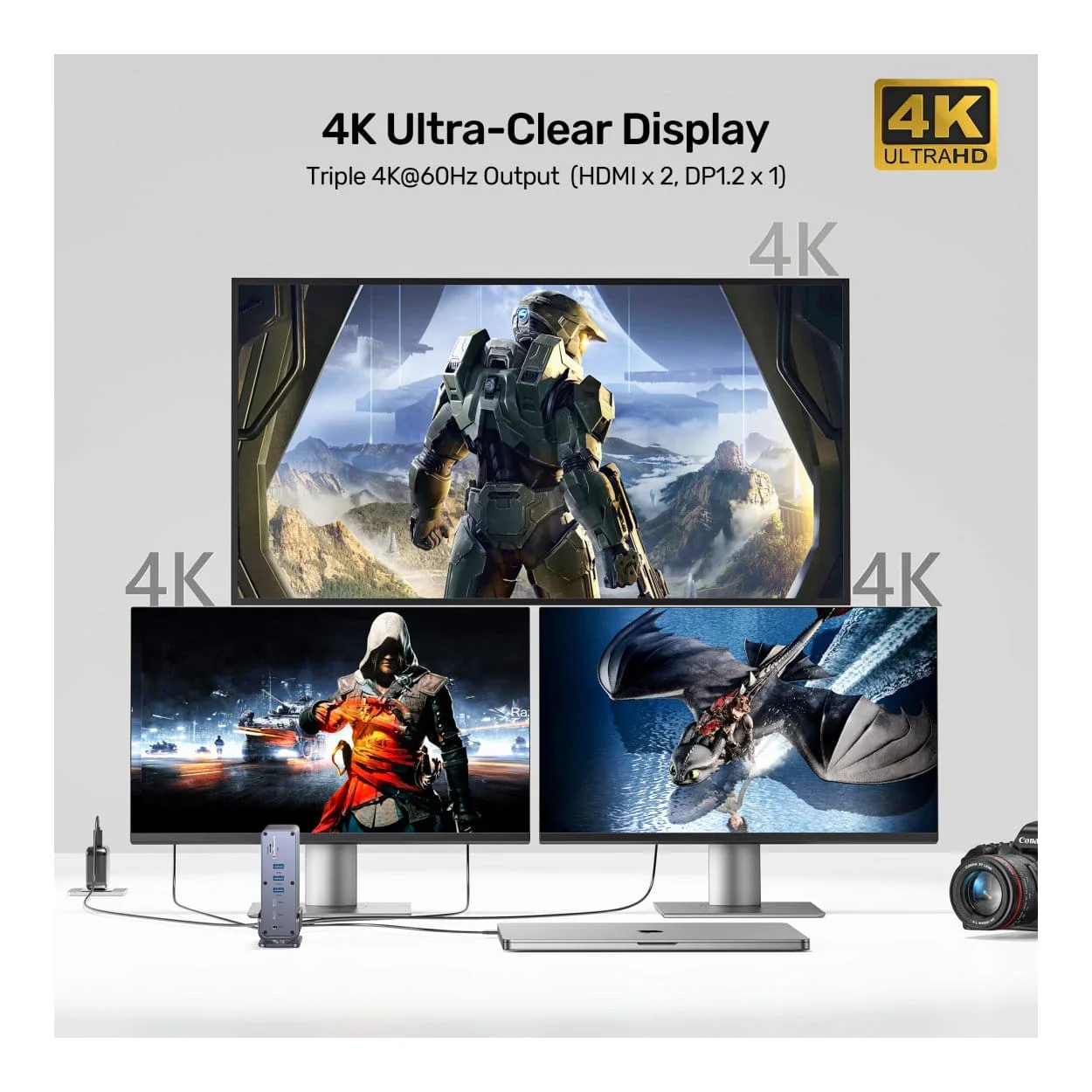 Unitek 15-in-1 4K Universal DisplayLink Docking Station D1135AGY01 - Image 7
