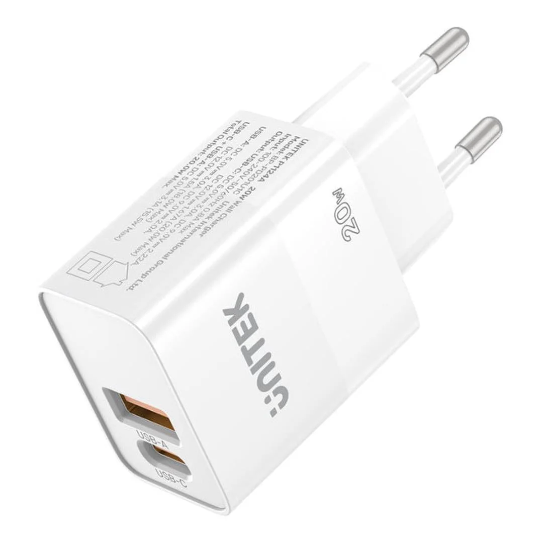 Unitek 20W Dual Wall Charger White P1124AW01-EU