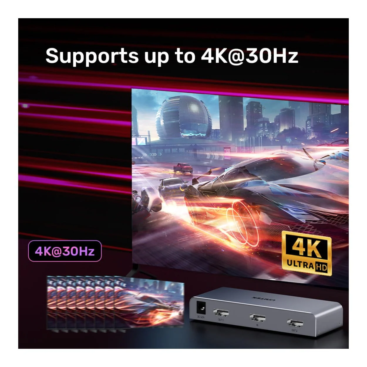 Unitek 3-port 4K HDMI Splitter Grey V1130A01-UK - Image 10