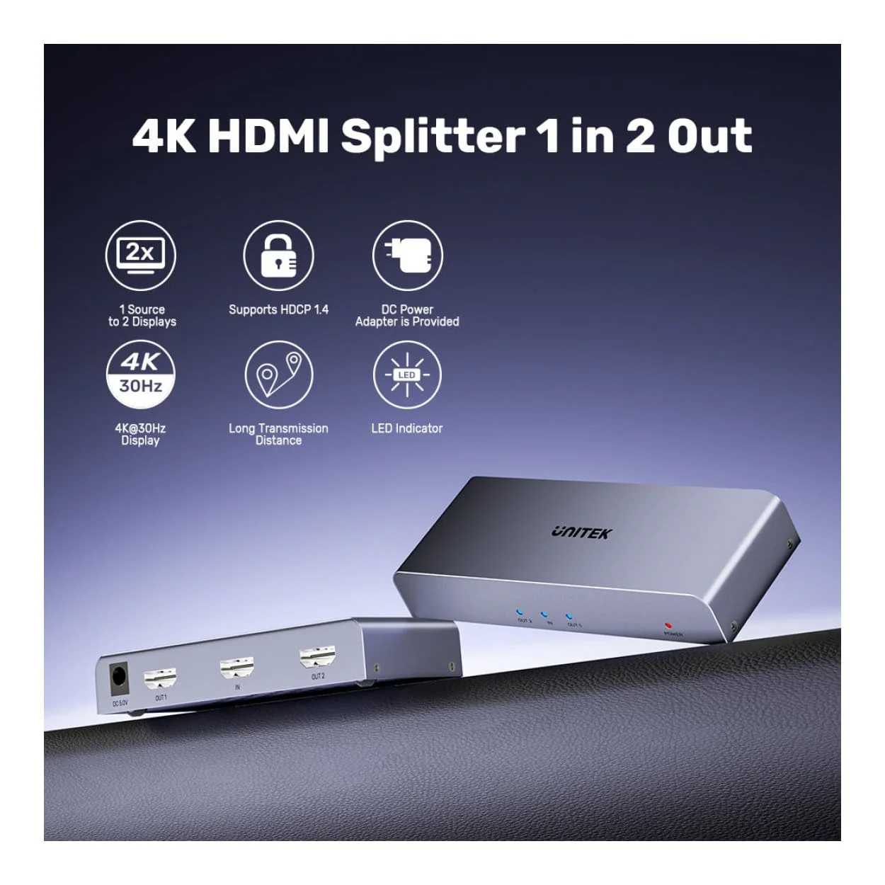 Unitek 3-port 4K HDMI Splitter Grey V1130A01-UK - Image 9