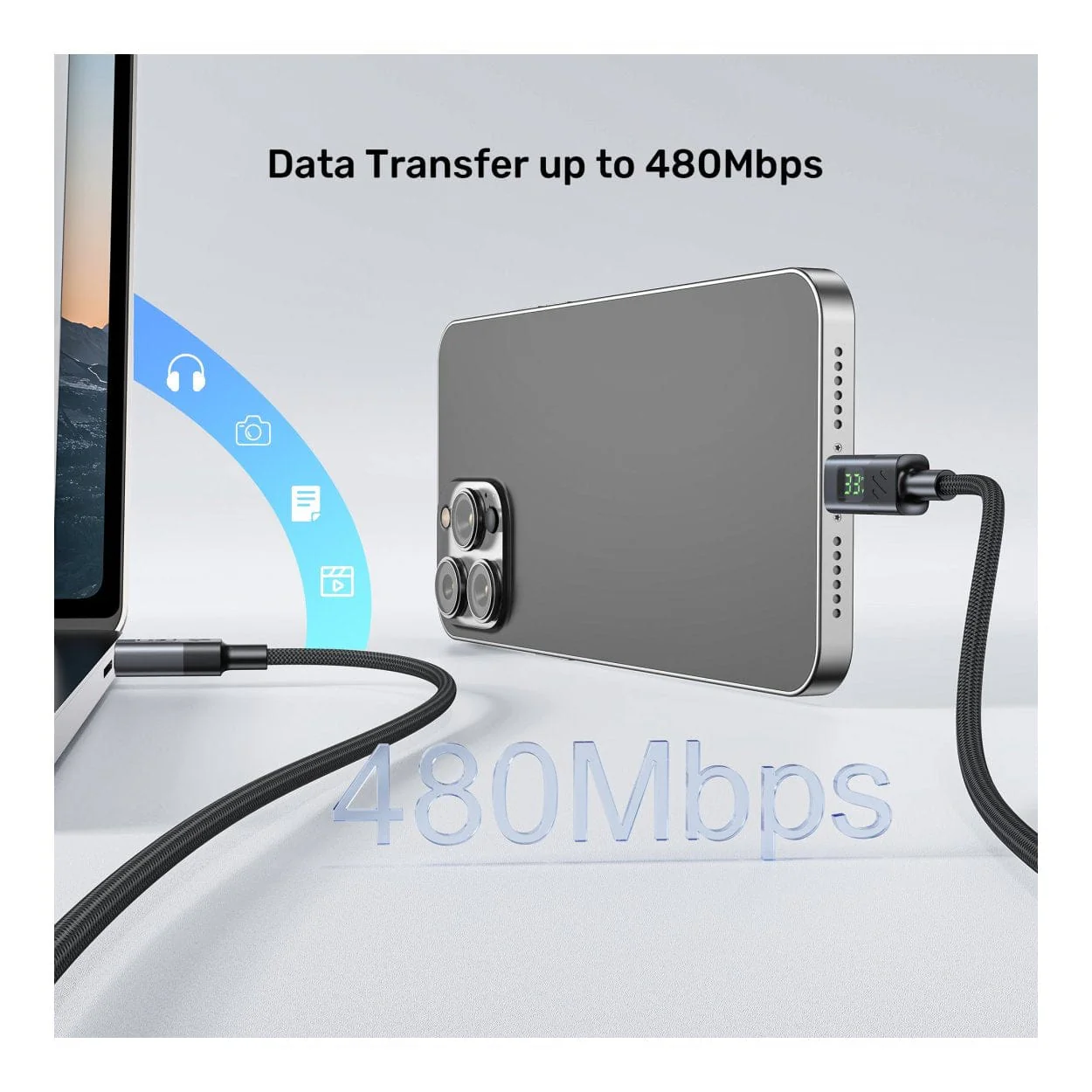 Unitek 60W Type-C Male to Male Charging Cable 2m with LED Display C14158ABK-2M - Image 12