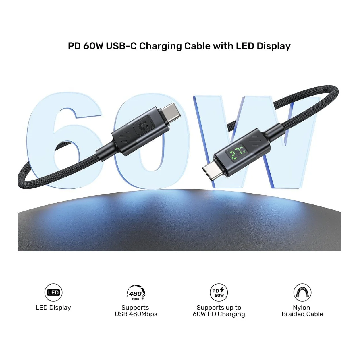 Unitek 60W Type-C Male to Male Charging Cable 2m with LED Display C14158ABK-2M - Image 7
