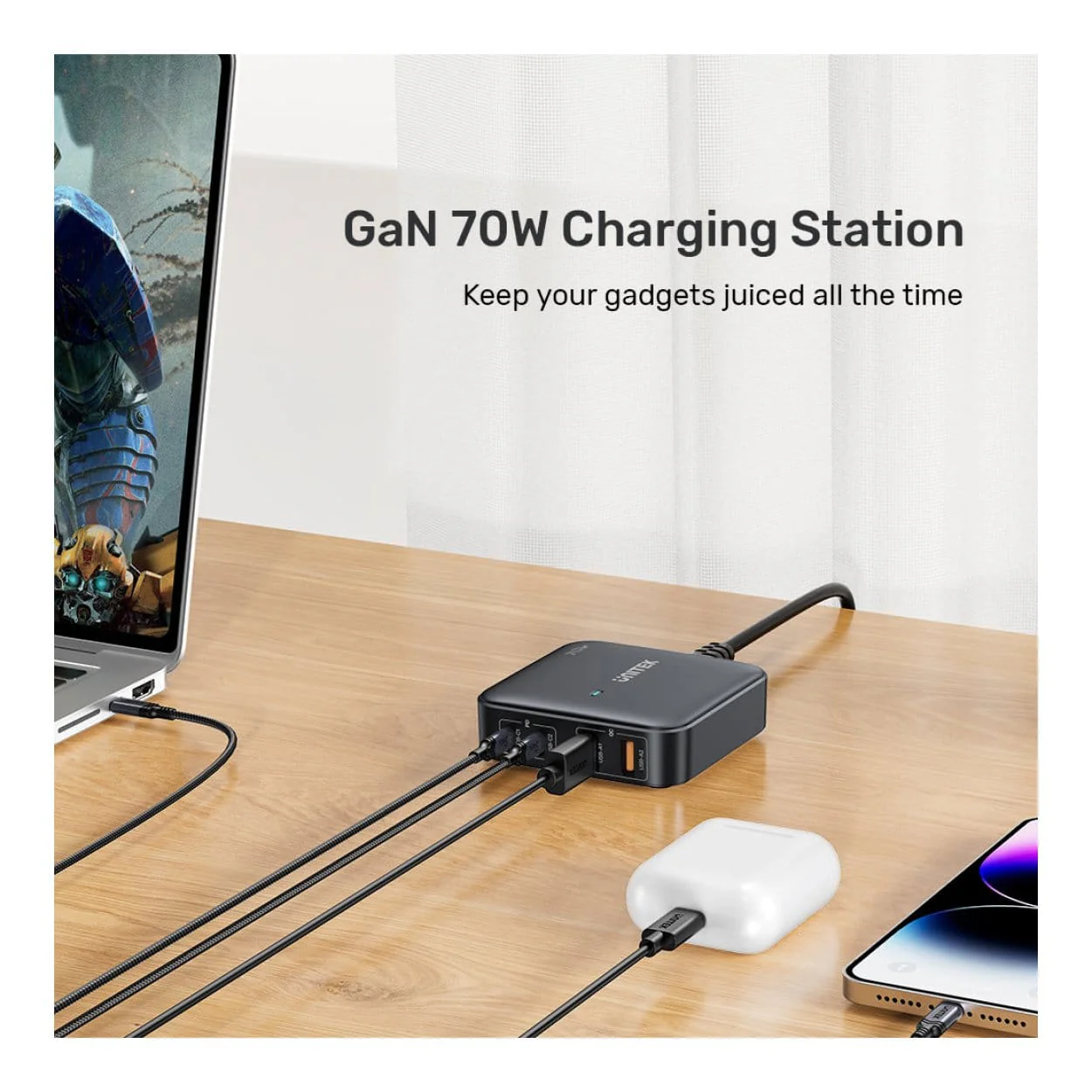 Unitek 70W Desktop GaN Charging Station P1228ABK01-UK - Image 5