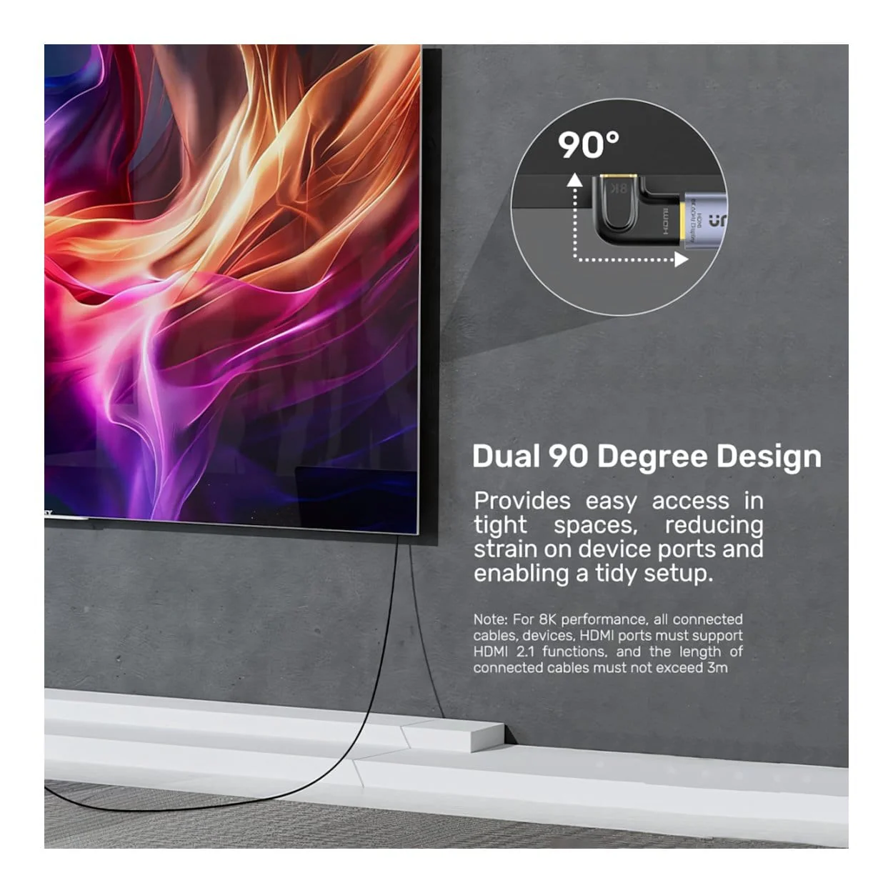 Unitek 8K HDMI Vertical Flat Adapter A1047ABK03 - Image 4