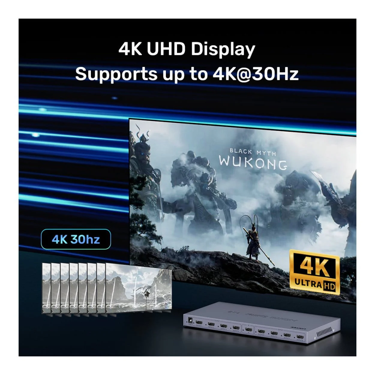 Unitek 9-port 4K HDMI Splitter Grey V1132A01-UK - Image 4