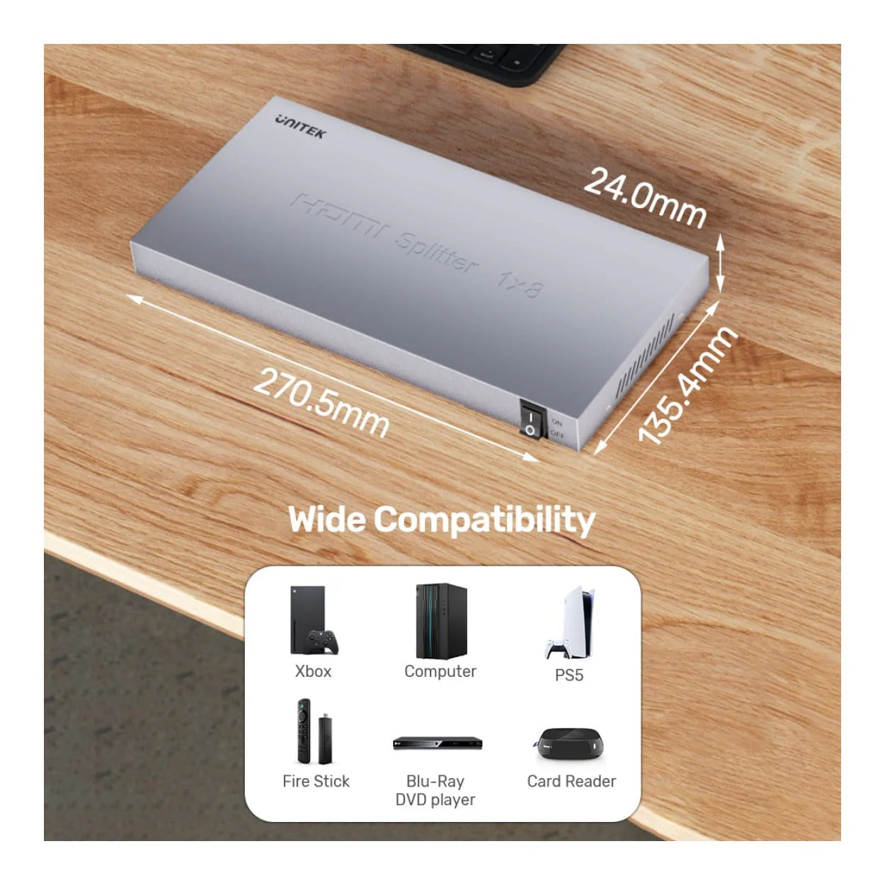 Unitek 9-port 4K HDMI Splitter Grey V1132A01-UK - Image 7