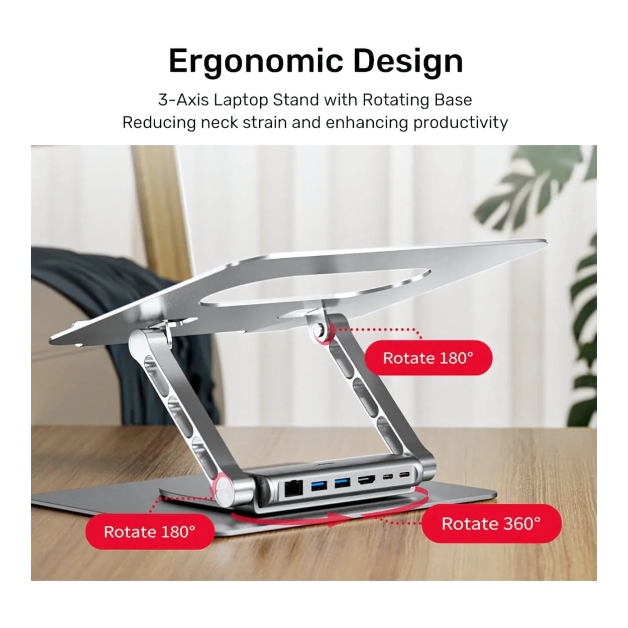 Unitek D1109B01 Notebook Stand with Detachable USB-C Hub - Image 5