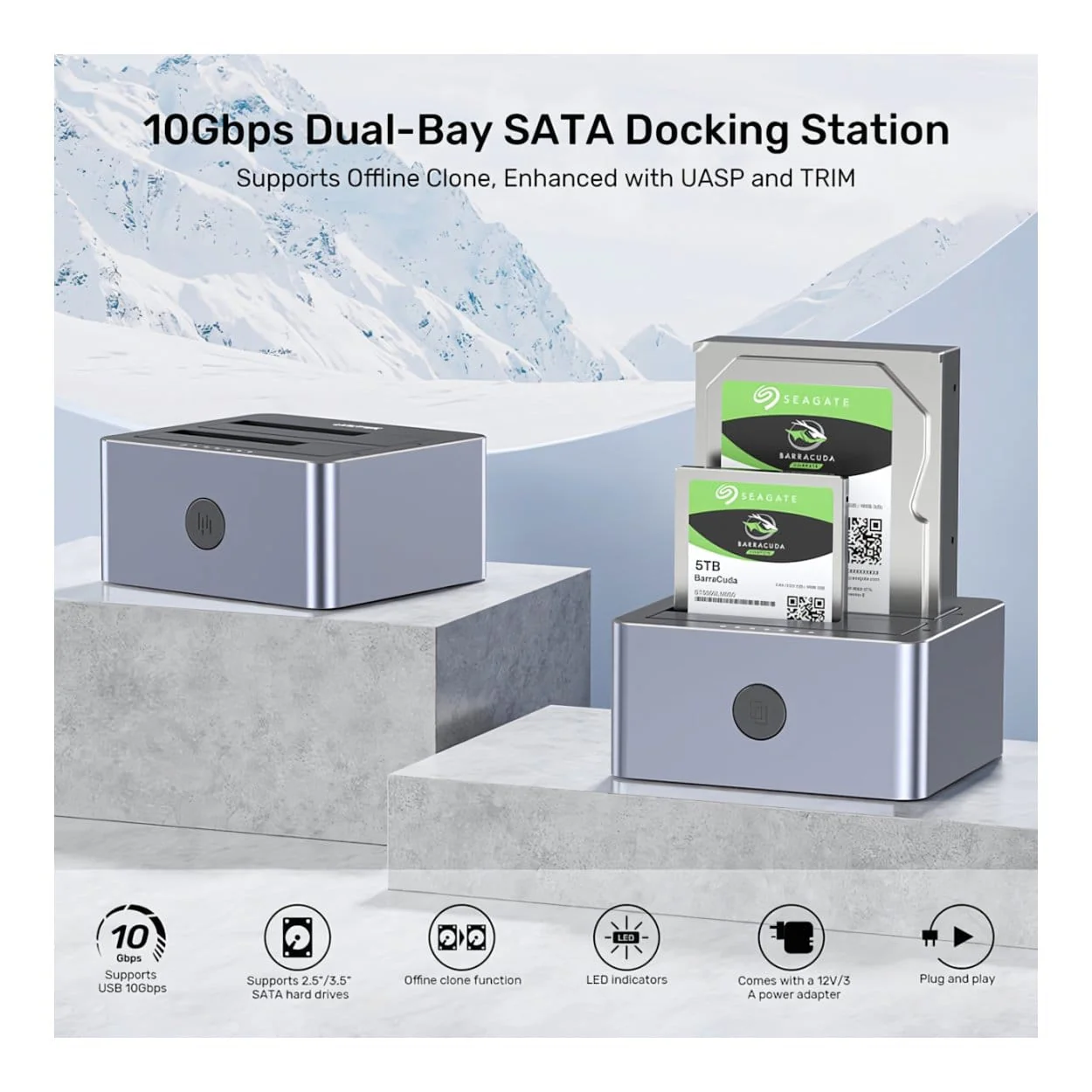 Unitek Dual-Bay SATA Docking Station Y-3027GY01-EU - Image 3