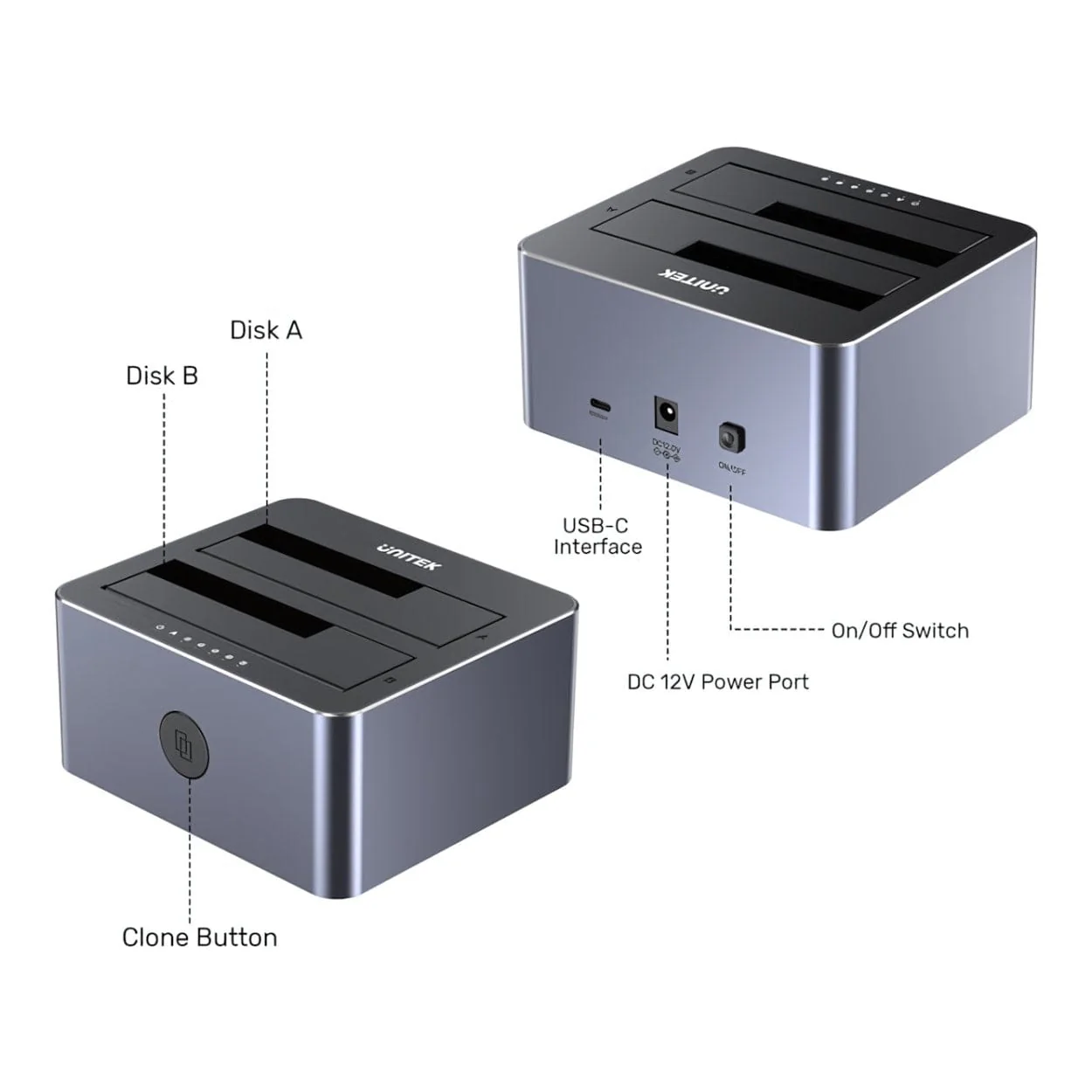 Unitek Dual-Bay SATA Docking Station Y-3027GY01-EU - Image 4