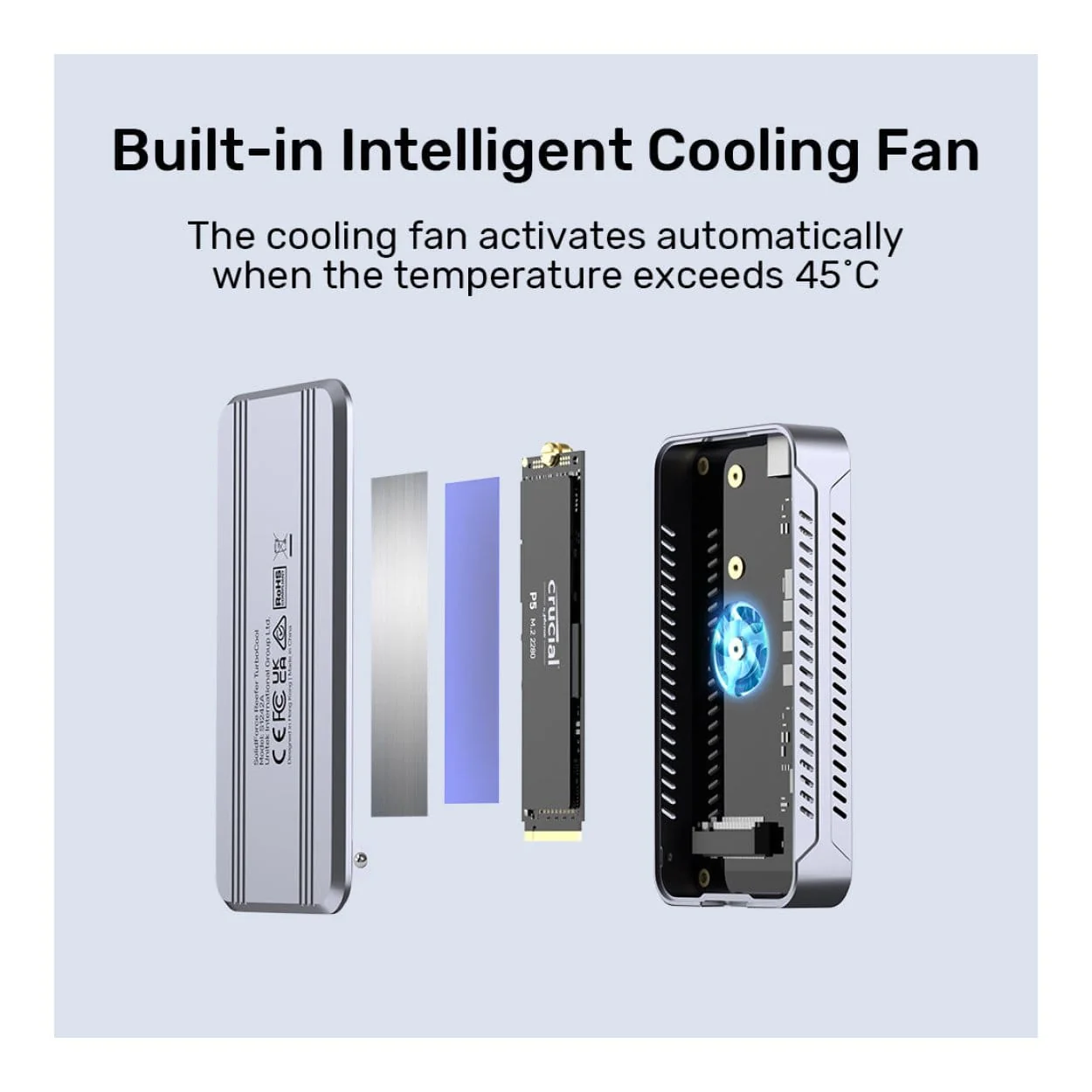 Unitek SolidForce Reefer TurboCool M.2 USB4 SSD Enclosure S1242AGY01 - Image 12