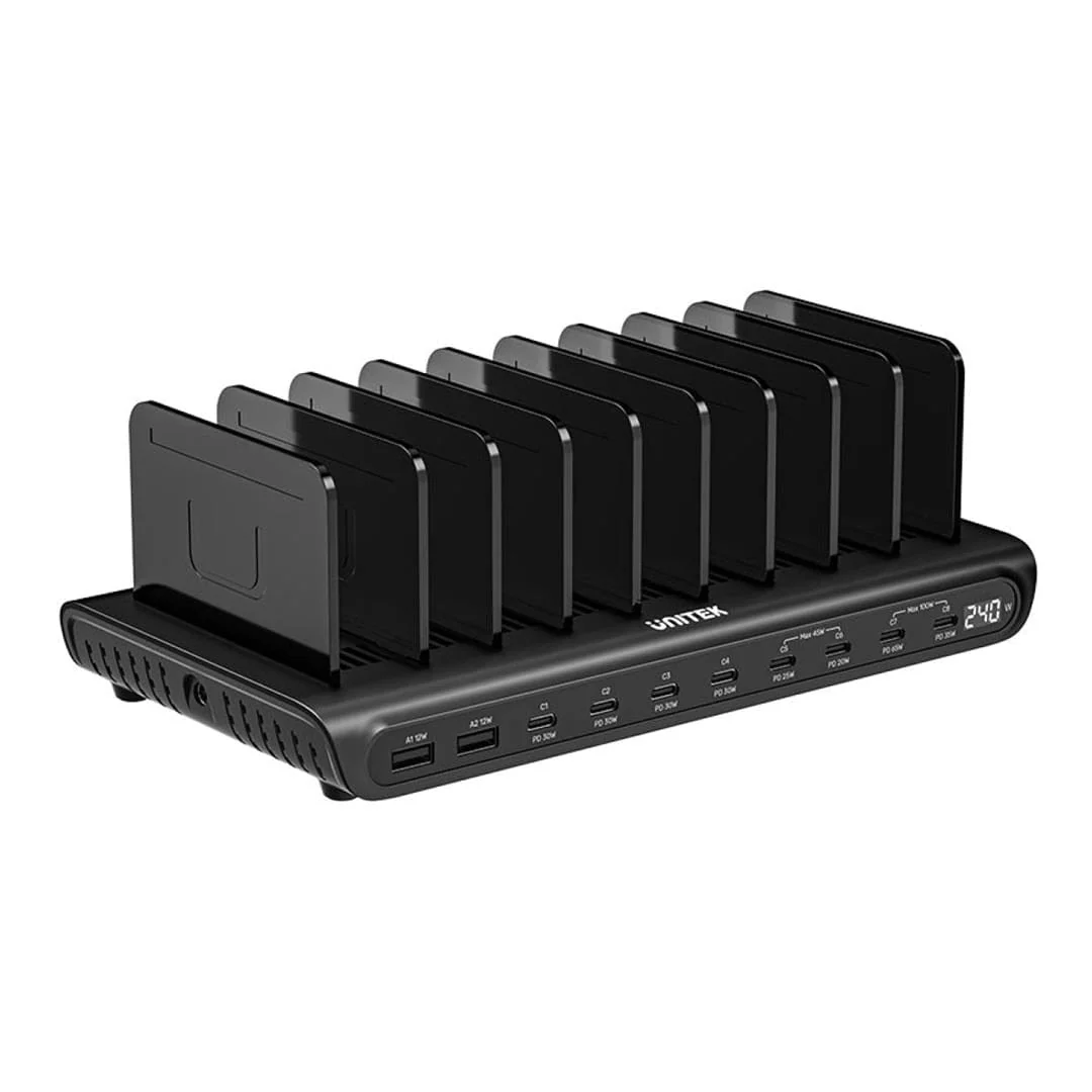 Unitek uCharge 10-port 240W USB Smart Charging Station P1230CBK01-UK