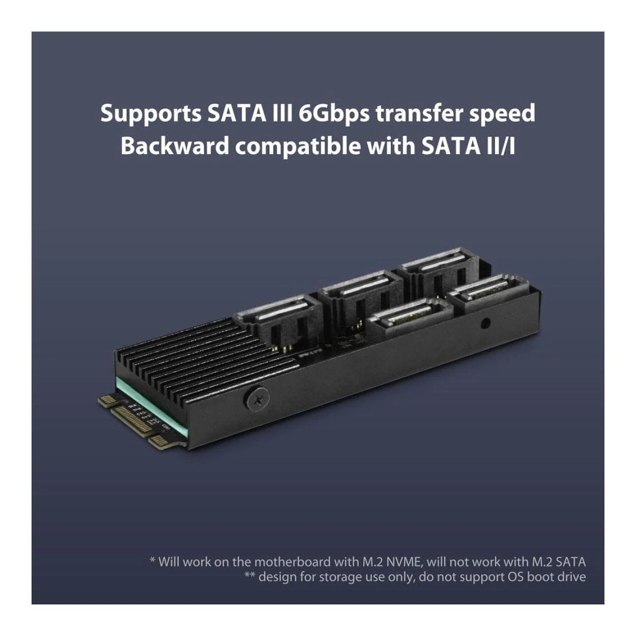 Vantec M.2 PCIe Gen3x2 B+M Key to 5-port SATA Expansion Card UGT-M2670 - Image 2