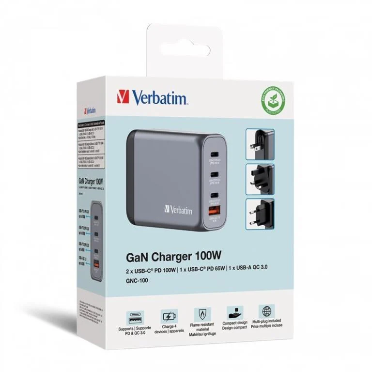 Verbatim 100W 4-in-1 GaN Wall Charger 32202