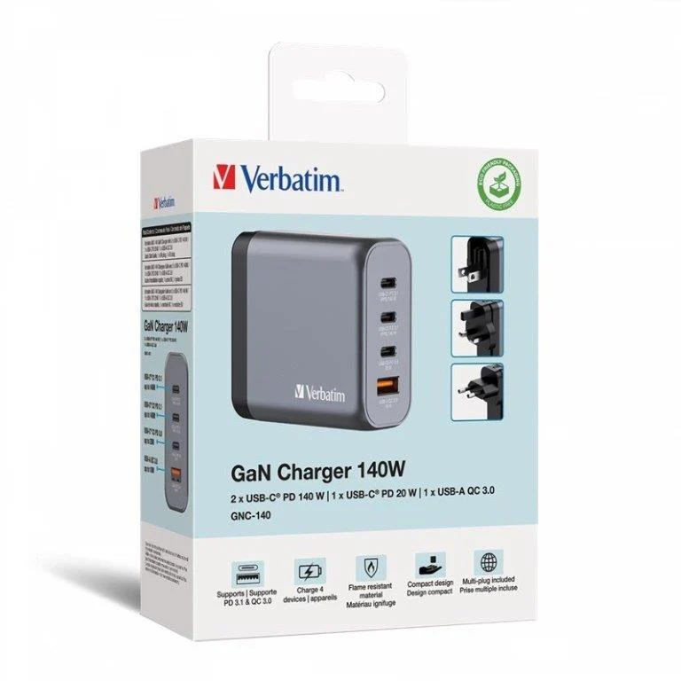 Verbatim 140W 4-in-1 GaN Wall Charger 32203