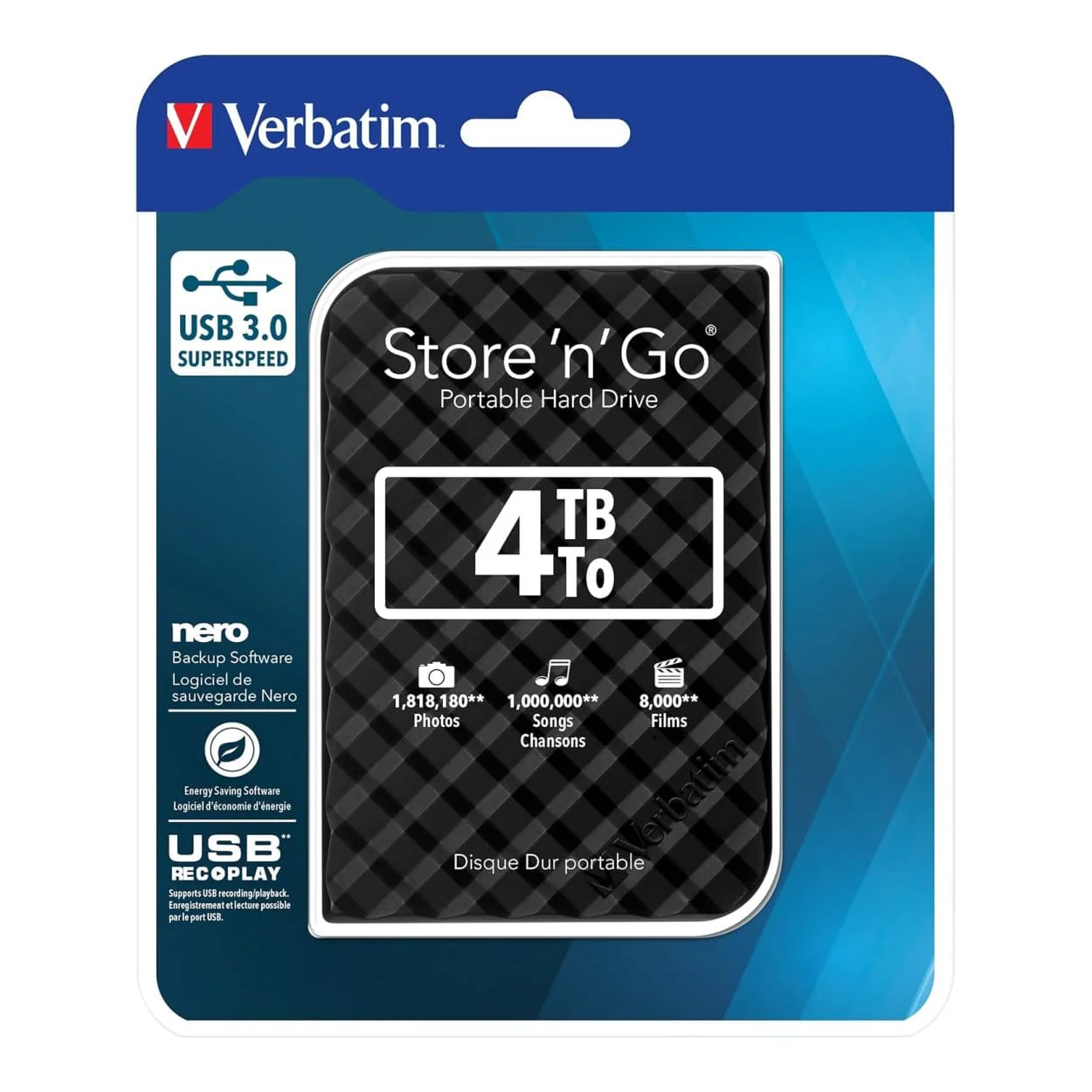 Verbatim Store 'n' Go 4TB USB 3.0 Black External Hard Drive 53223 - Image 6