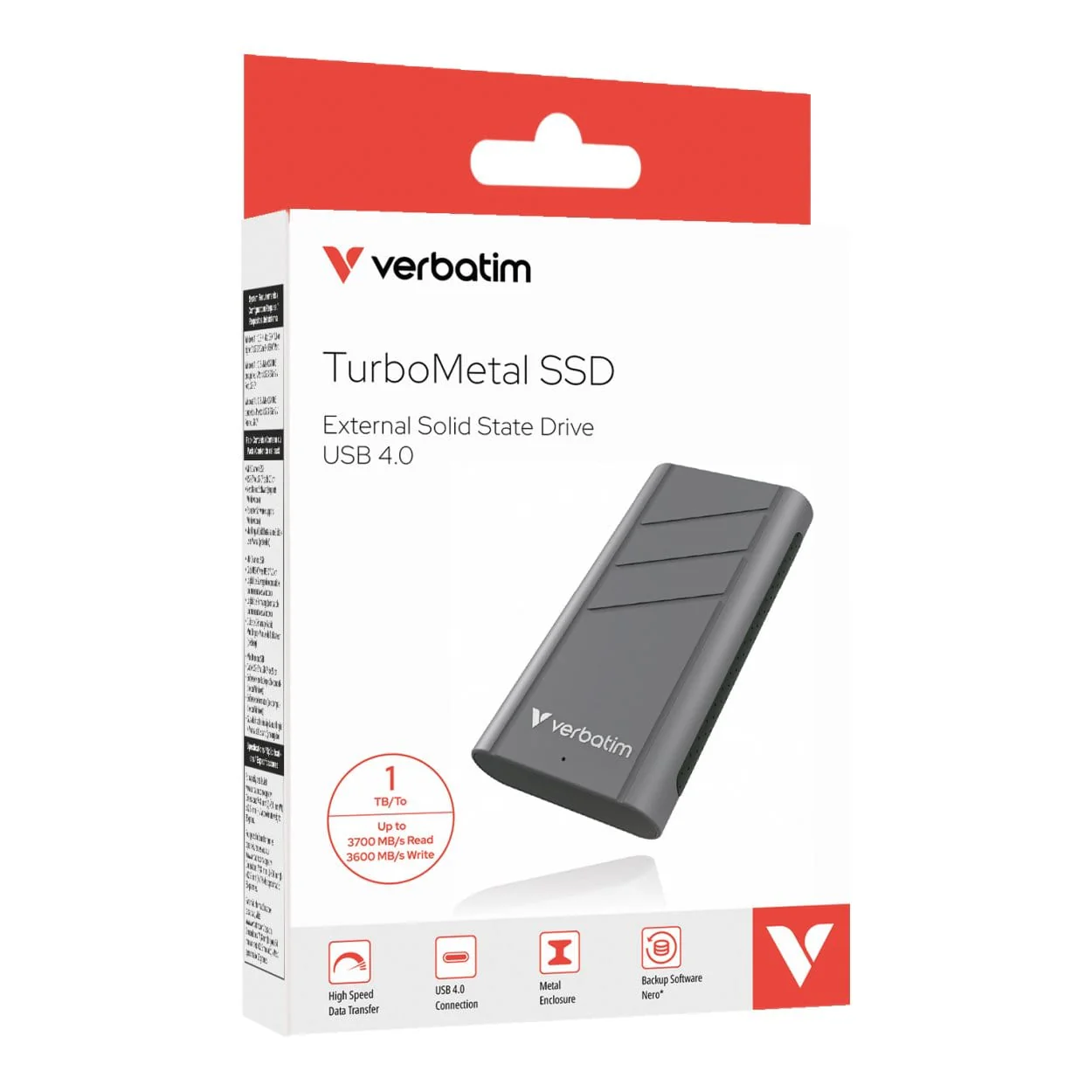 Verbatim TurboMetal 1TB USB4 Type-C Silver External SSD 32021 - Image 2