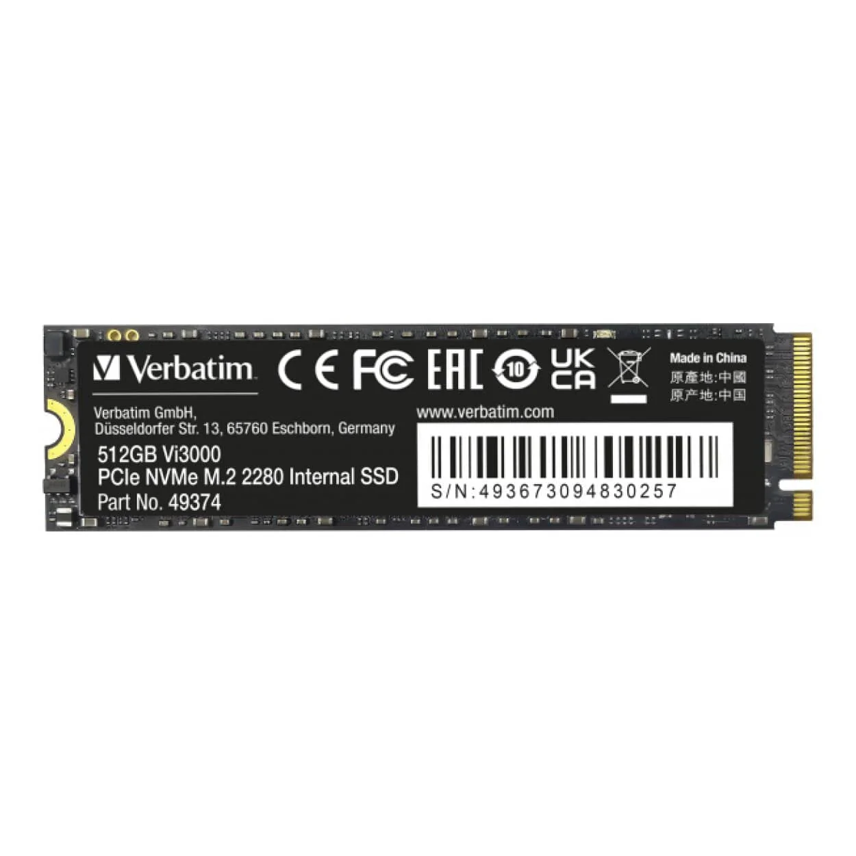 Verbatim Vi3000 512GB M.2 2280 PCIe Gen 3x4 NVMe Internal SSD 49374 - Image 2
