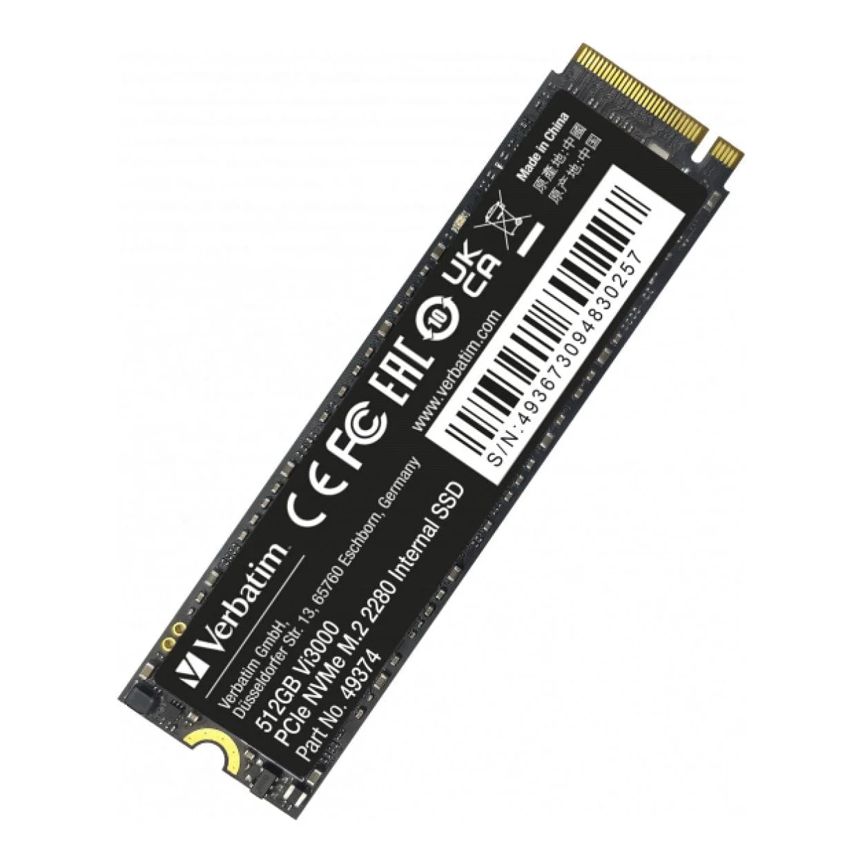 Verbatim Vi3000 512GB M.2 2280 PCIe Gen 3x4 NVMe Internal SSD 49374 - Image 3
