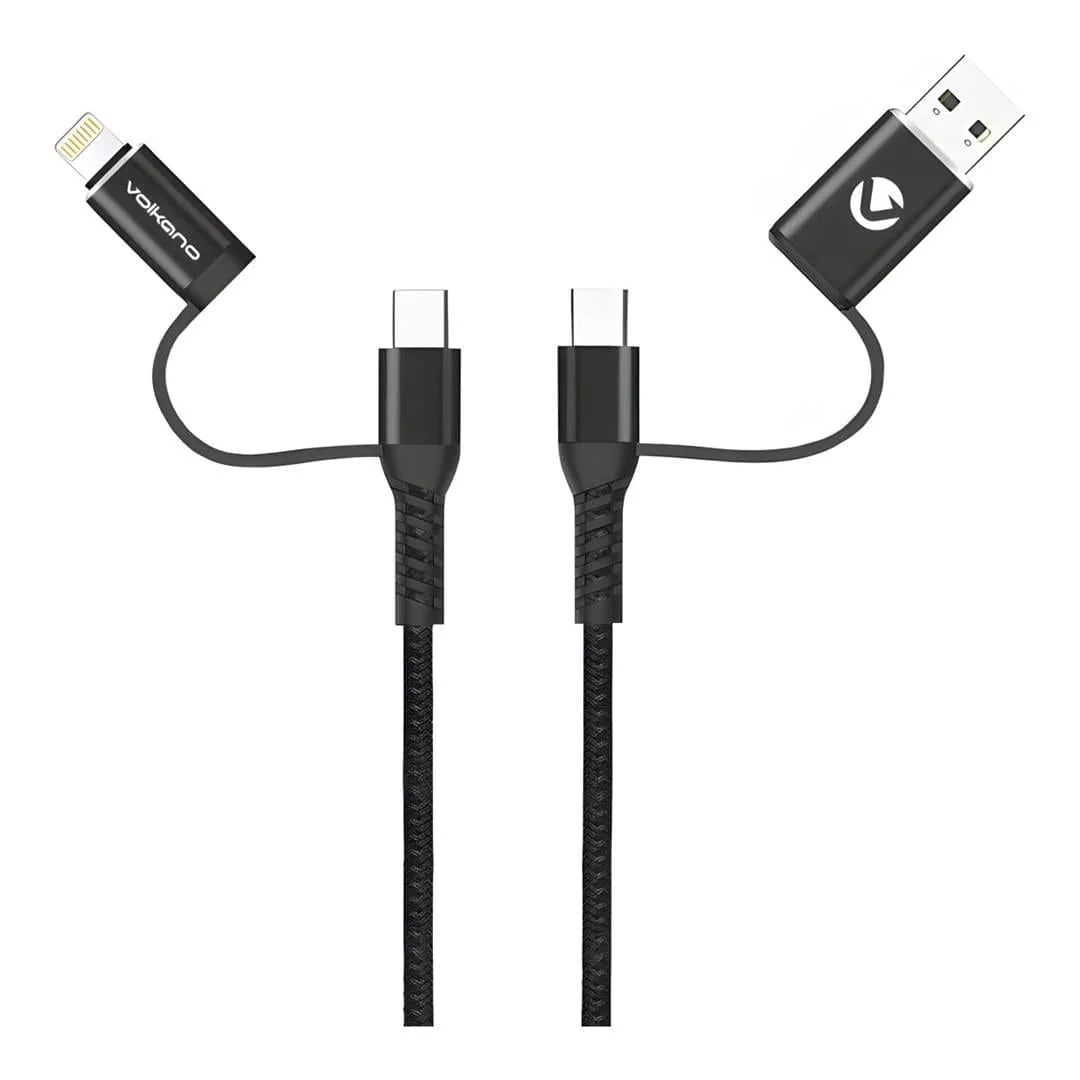 Volkano 1.8m Weave Series 4-in-1 Charge and Data cable VK-20171-BK