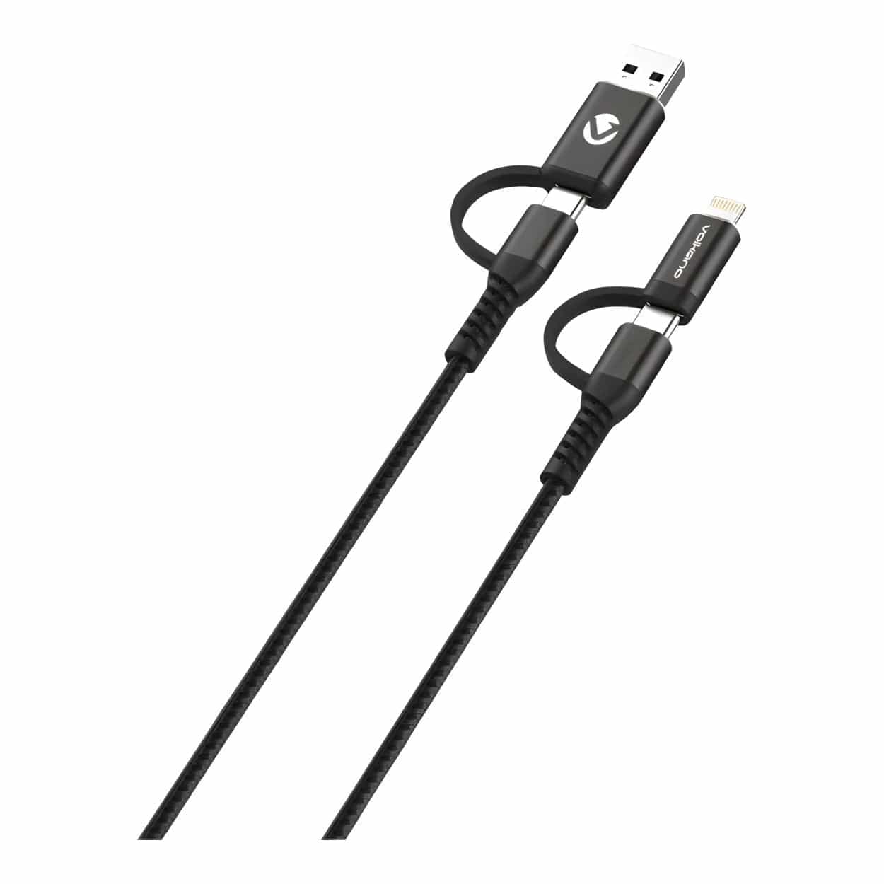 Volkano 1.8m Weave Series 4-in-1 Charge and Data cable VK-20171-BK - Image 2