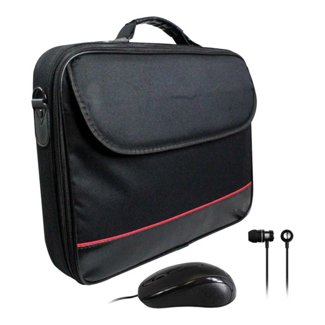 Volkano Bag, Mouse and Earphones Bundle VK-30020-BK
