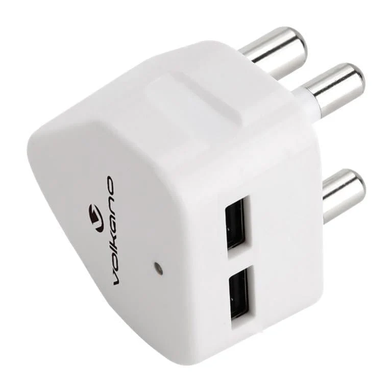 Volkano Current Plus Series Dual USB to 3-Pin SA Wall Charger White VK-8014-WT(V1)