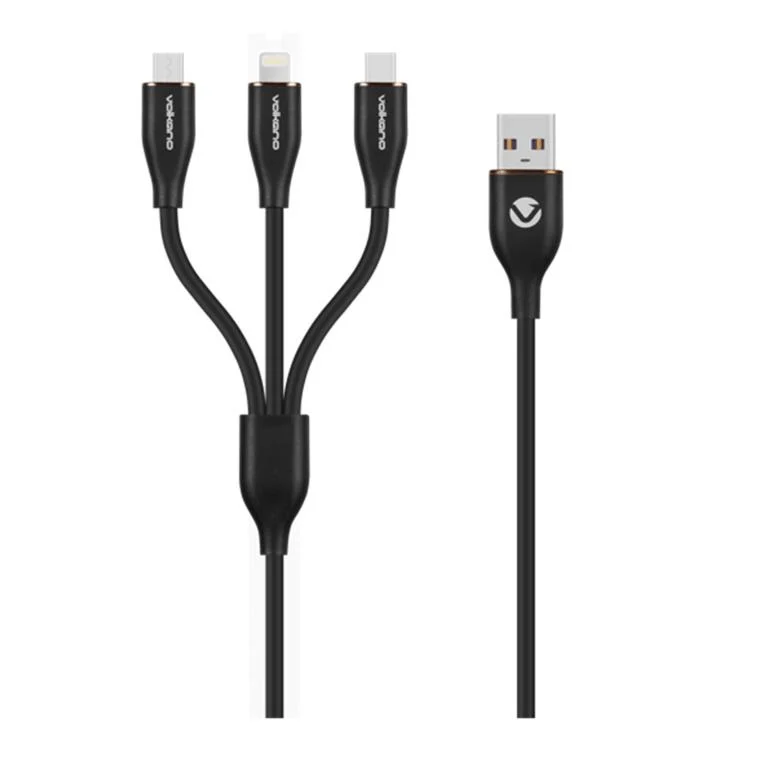 Volkano Flexi Series 3-in-1 Charging Cable 1.5m Black VK-20271-BK