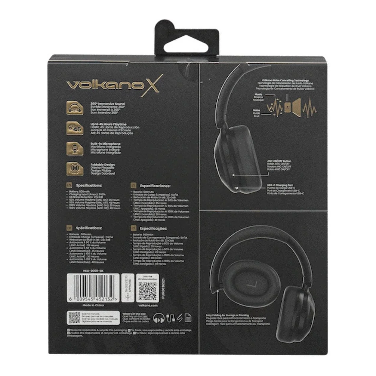 Volkano Halo ANC Bluetooth Headphones Black VKX-2009-BK - Image 6