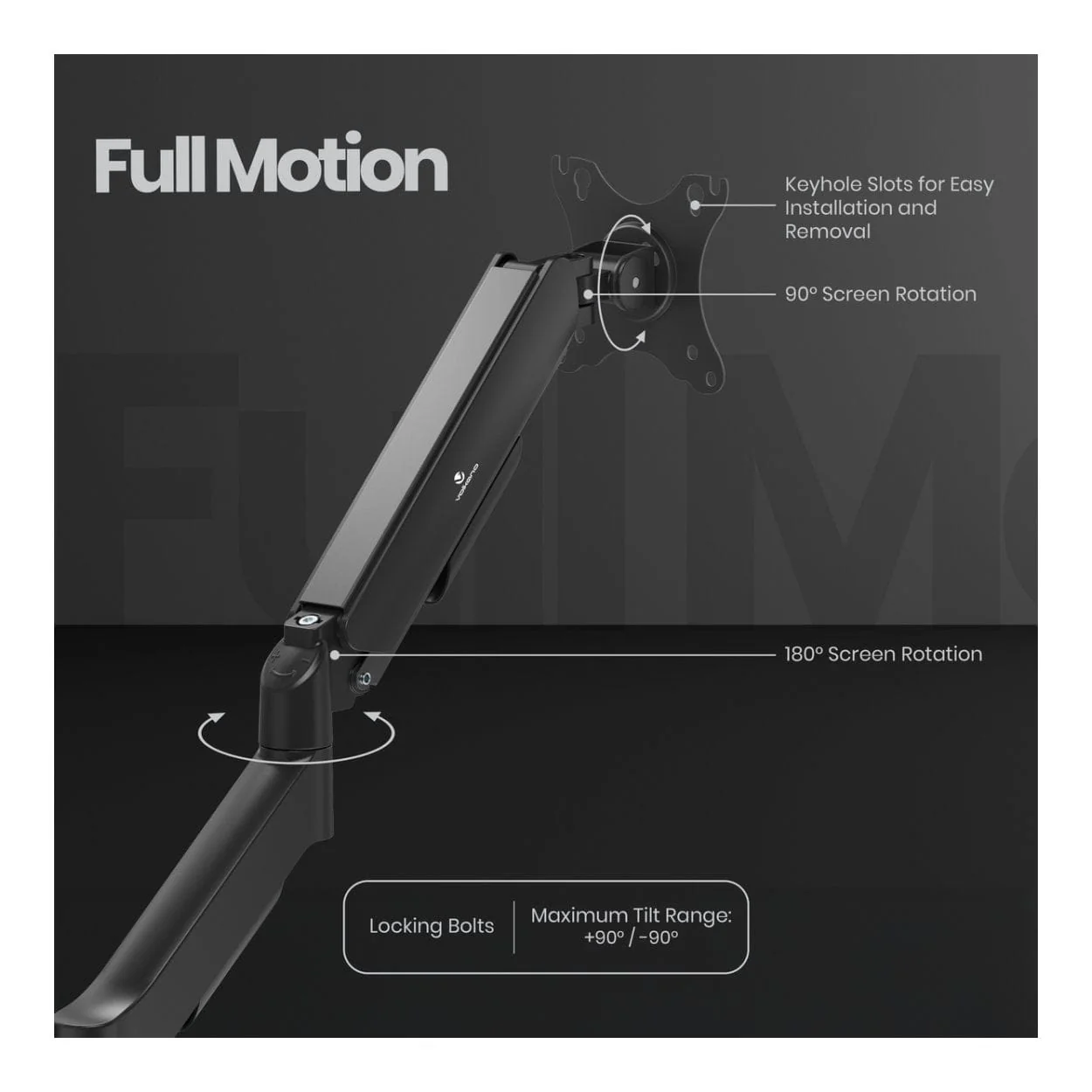 Volkano Steel Series 17-32-inch Full Motion Single Monitor Desk Mount VK-4038-BK - Image 4