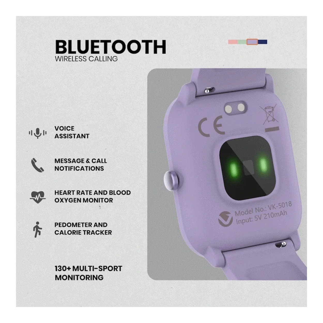 Volkano Vivo Series Kids Smart Watch Lilac Purple VK-5018-PR - Image 5